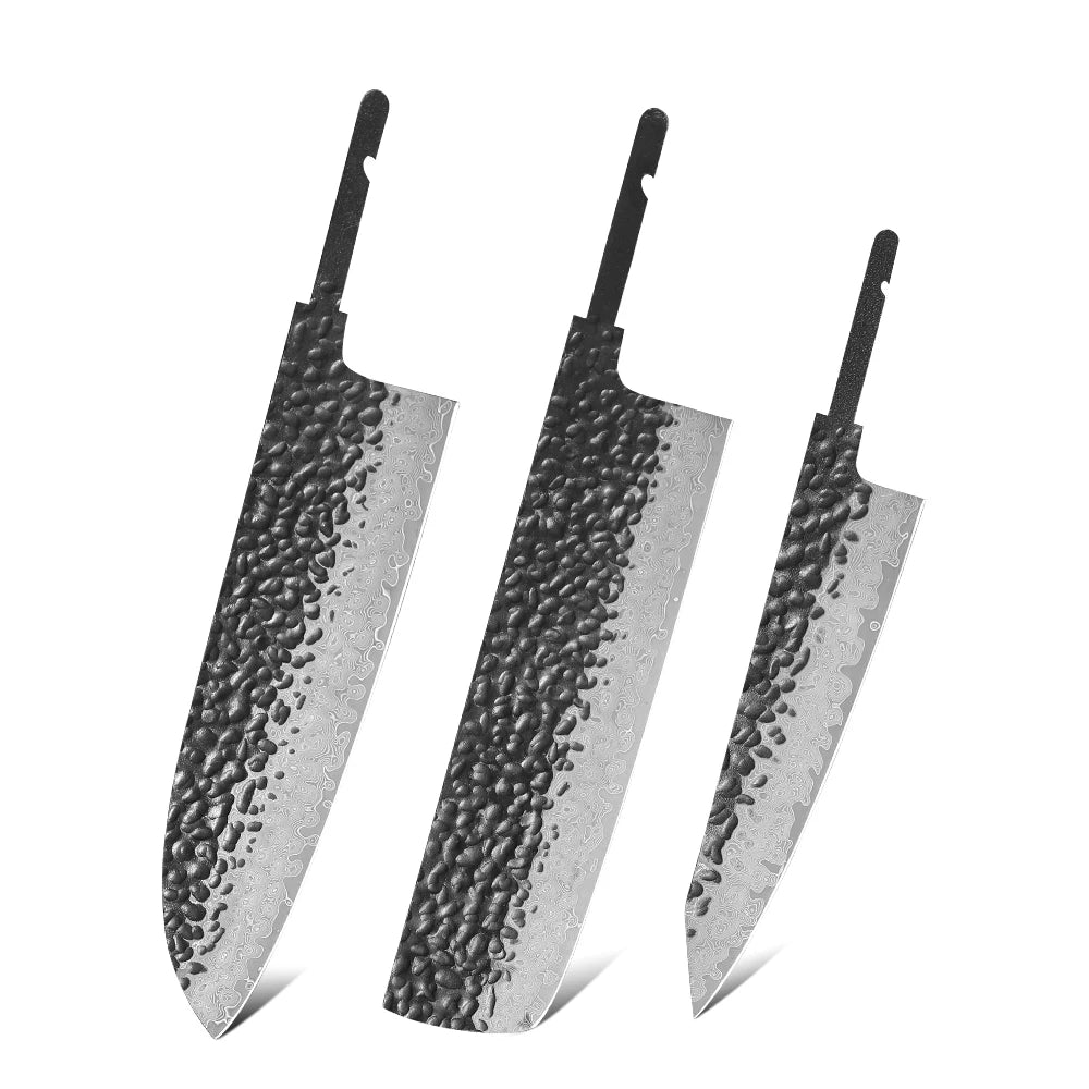 TURWHO Damascus VG10 Blank Blade Set – DIY Kitchen Knives Knife Blank Set Qst H3PCS-DP4