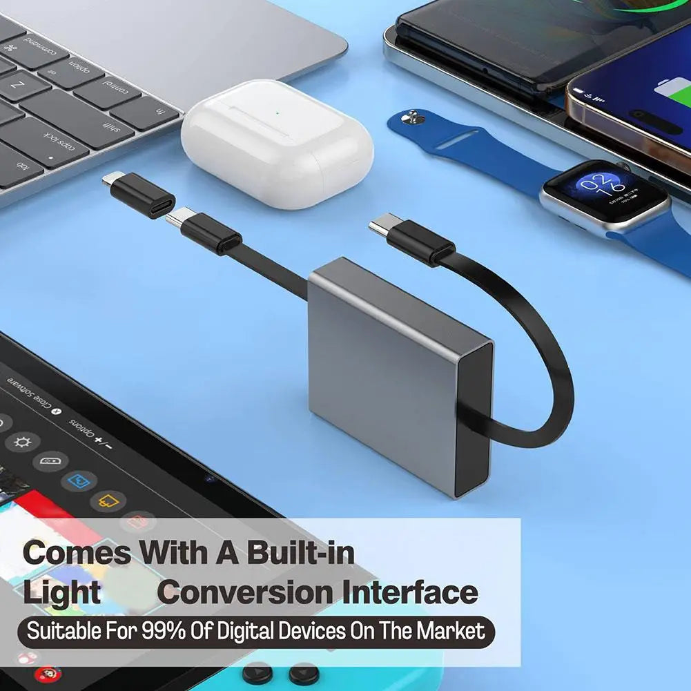 Telescopic USB-C Cable 66W PD Fast Charging – Retractable 4-in-1 USB-C Charging Cable Qme