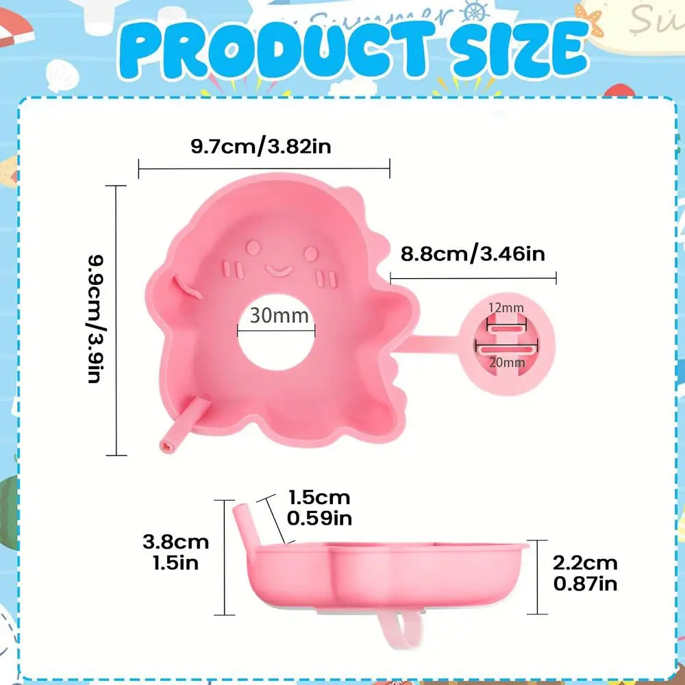 Kids Reusable Silicone Ice Pop Holders – Anti-Drip Leak-Proof Ice Pop Holder Qme Pink