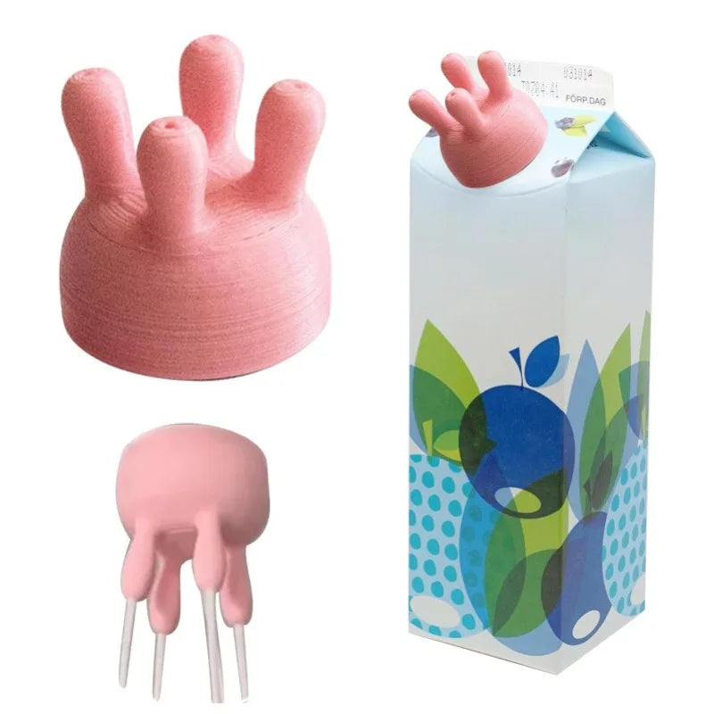 3D Printed Cow Milk Carton Lid – Cute Reversible Cap Novelty Kitchen Lid Qme