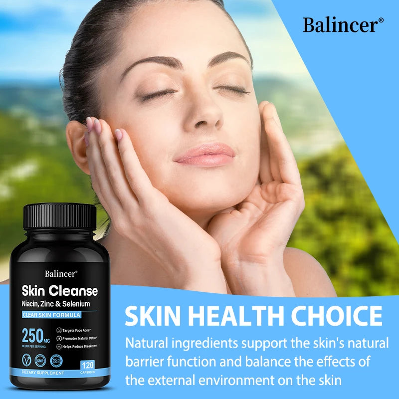 Skin Clearing Supplement – Niacin, Zinc & Selenium Capsules Skin Health Supplement Qst