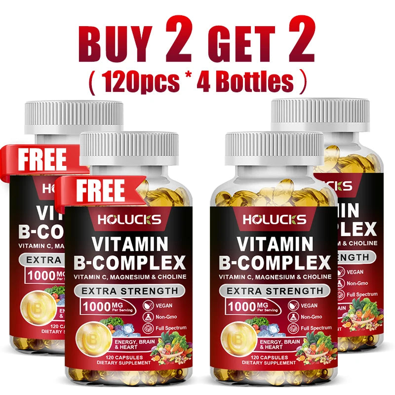 Yimiduk Vitamin B Complex 120 Capsules – Buy 1 Get 1 Free Vitamin Supplement Qst 120pcs-4 Bottles