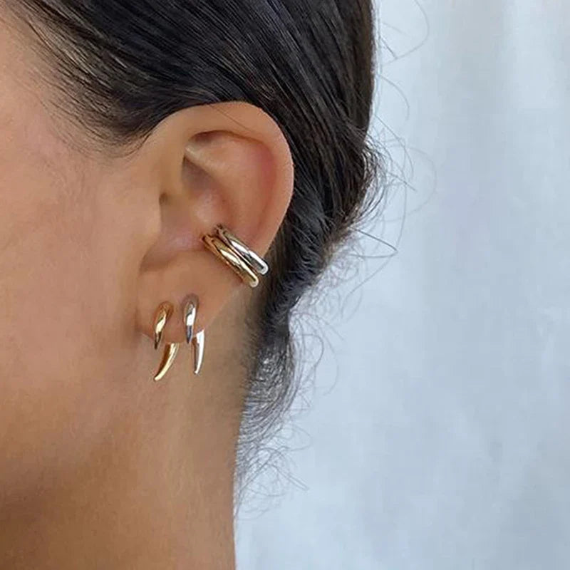 Boho Horn Stud Earrings | Gold & Silver Moon Punk Jewelry Stud Earrings Qme