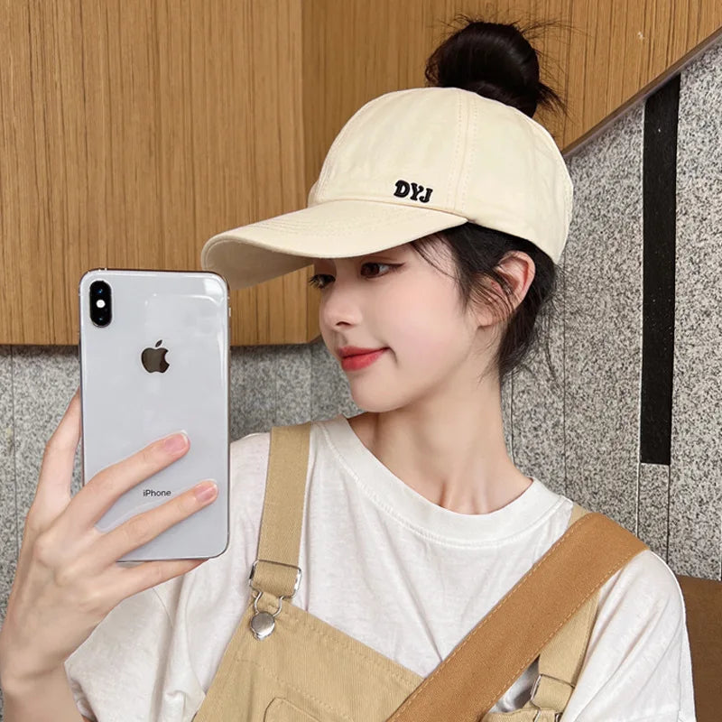 Open-Top Ponytail Baseball Cap – Sun Protection Cotton Hat Ponytail Baseball Cap Qme