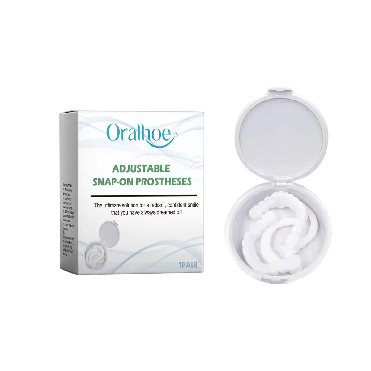 Snap-On Teeth Veneers – Adjustable Cosmetic Smile Set Cosmetic Teeth Veneers Qst 1pair boxed