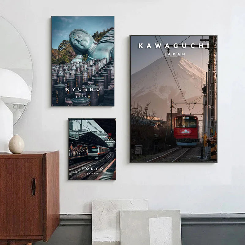 Tokyo Kyoto Pastel Anime City Canvas Wall Art – Unframed Canvas Wall Art Qst