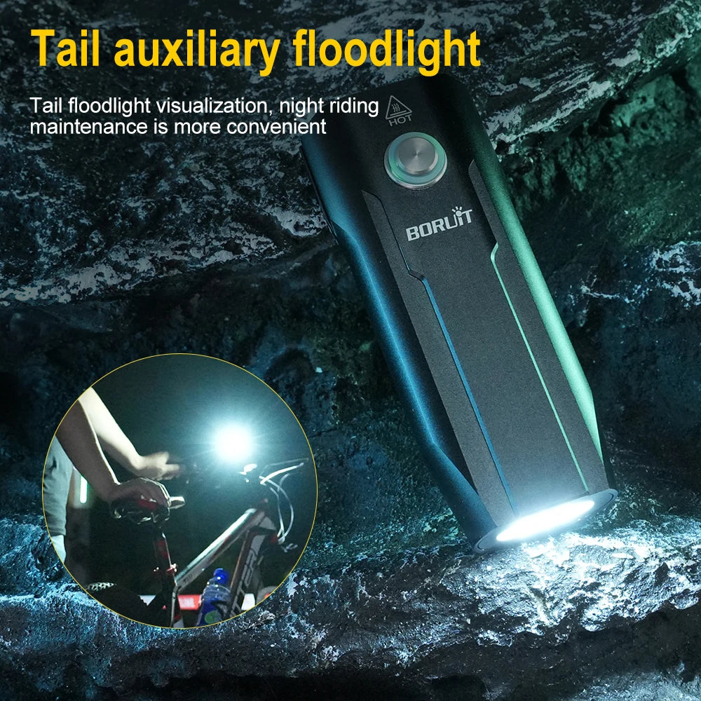 BORUiT LED Bike Light IP67 Waterproof USB-C Rechargeable 1190lm Bicycle Headlight Qst
