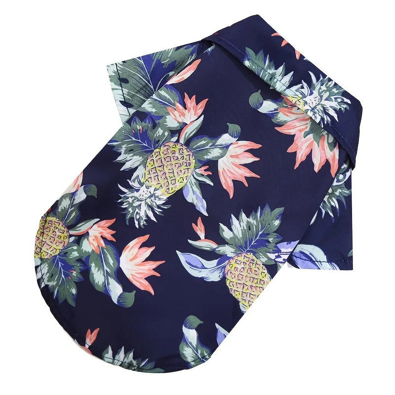 Hawaiian Dog Shirt – Summer Beach Pet Vest T-Shirt Pet Clothing Vest Qme Navy Blue XXXL