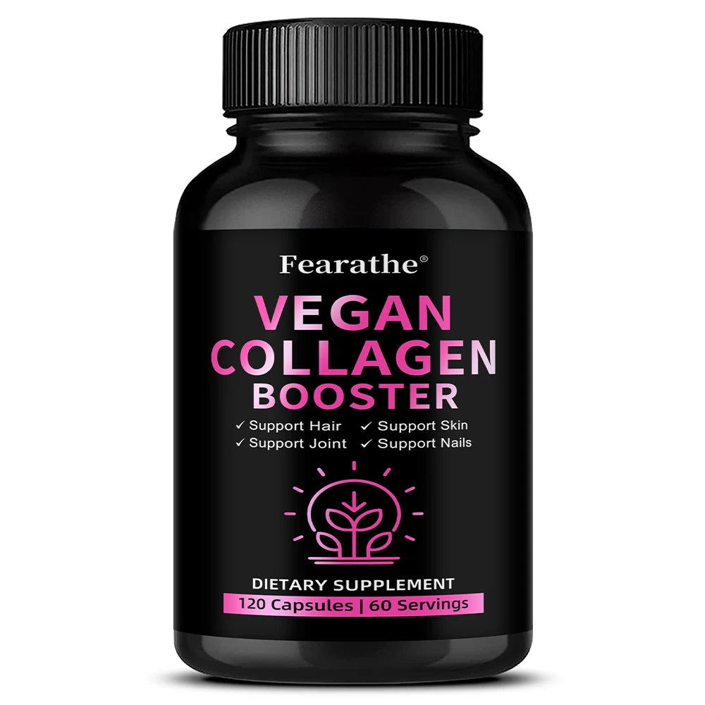 Vegan Collagen Booster – Silica, Hyaluronic Acid, Hair Skin Nails Collagen Supplement Qst 120 count-1 bottle