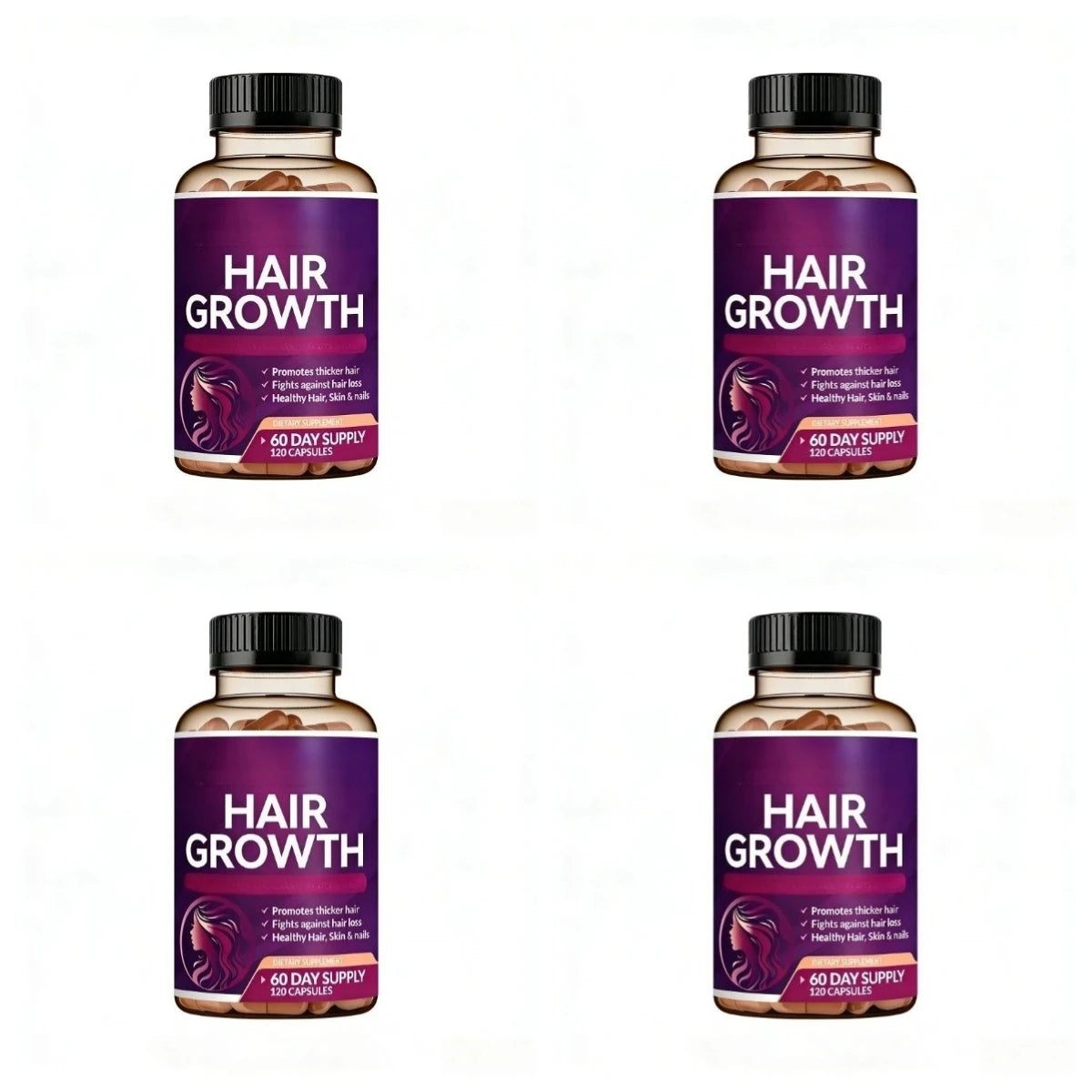 Hair Growth Vitamins – Biotin & Collagen, 120 Capsules Hair Growth Supplement Qst 4botlles 480capsules