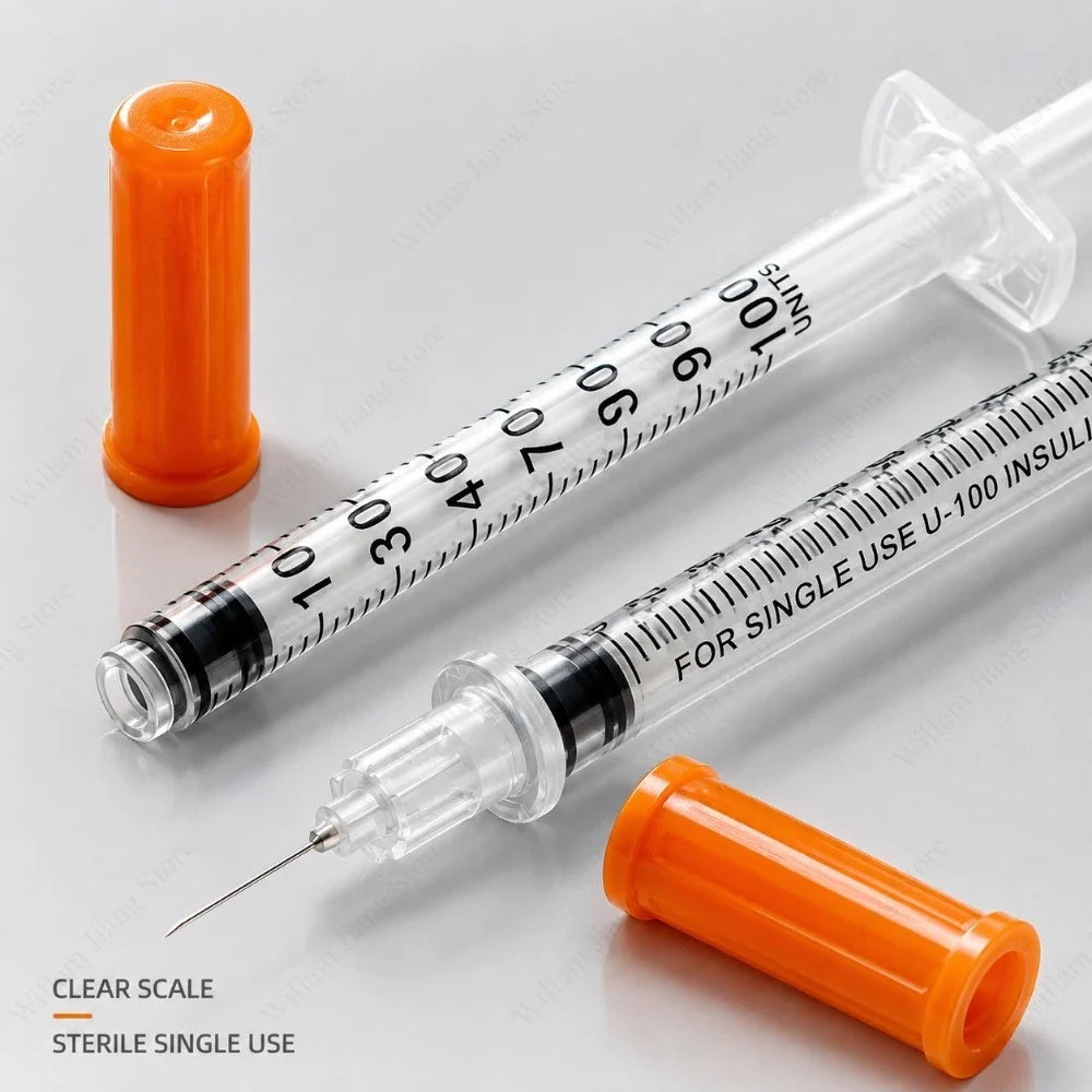 Disposable Sterile Veterinary Syringe 0.5–1ml Orange Cap Veterinary Syringe Qme