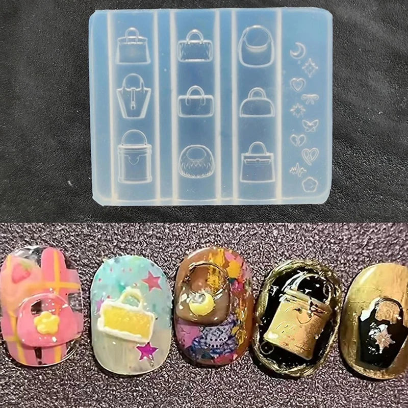 3D Cartoon Bag Silicone Nail Art Mold – DIY Nail Charms Nail Art Mold Qst