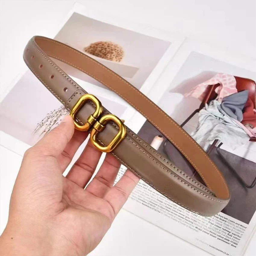 Women's Metal Double Ring PU Belt – Casual Versatile Fashion Fashion Belt Qst