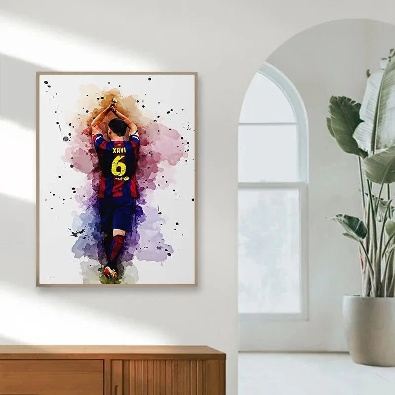 Football Players Watercolor Canvas Poster – Wall Art Decor Canvas Wall Art Qst