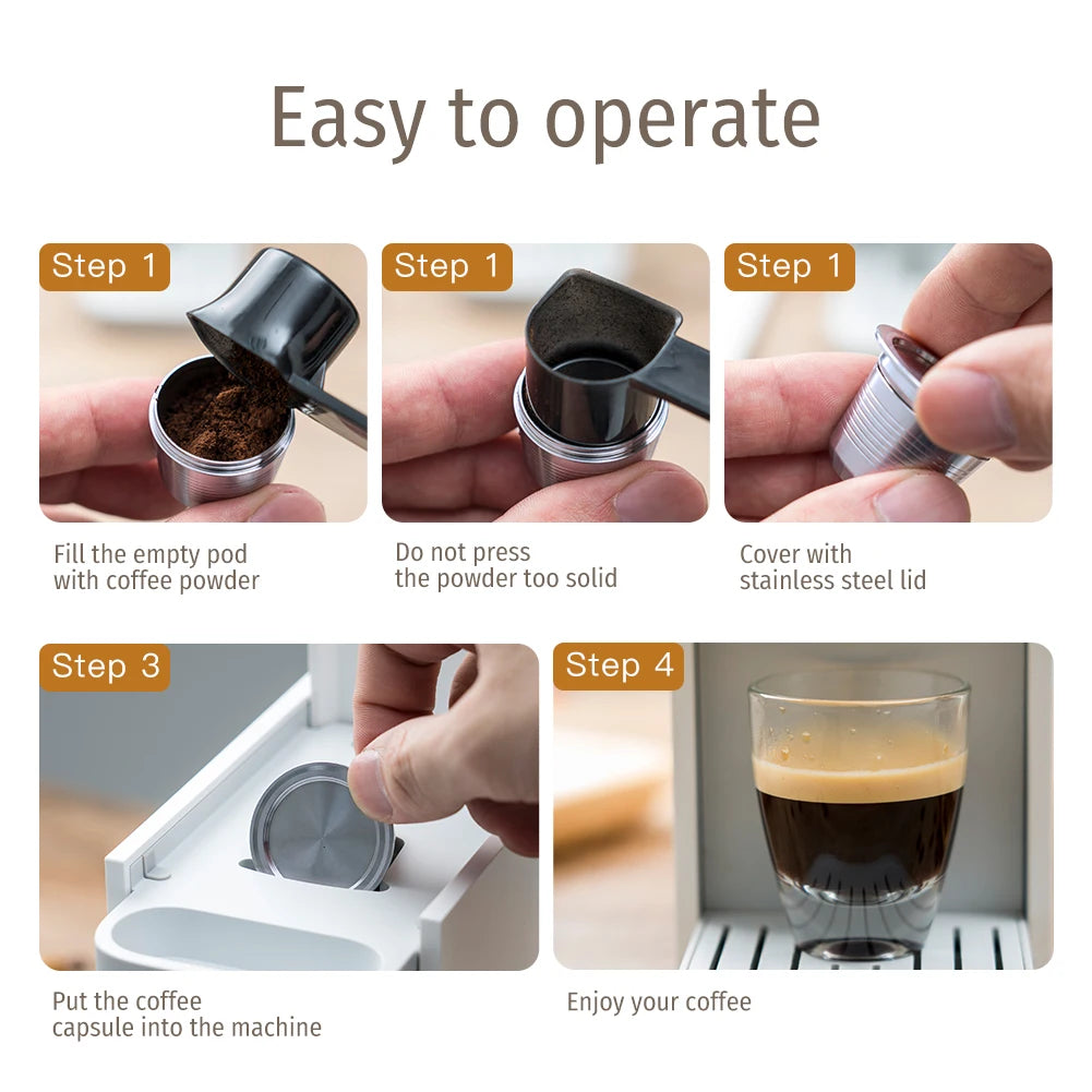Reusable Stainless Steel Capsule for Xiaomi Scishare & Nespresso Reusable Coffee Capsule Qst