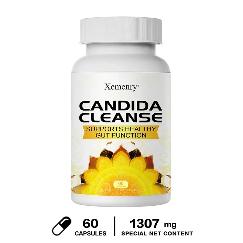 Xemenry Candida Cleanse – Gut Health & Detox Capsules Digestive Health Supplement Qst 60 Capsules