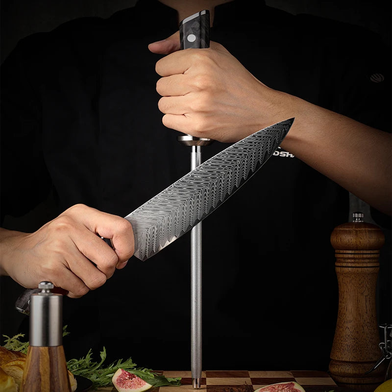 10" Diamond Knife Sharpening Rod – 600 Grit Professional Stick Knife Sharpening Rod Qst