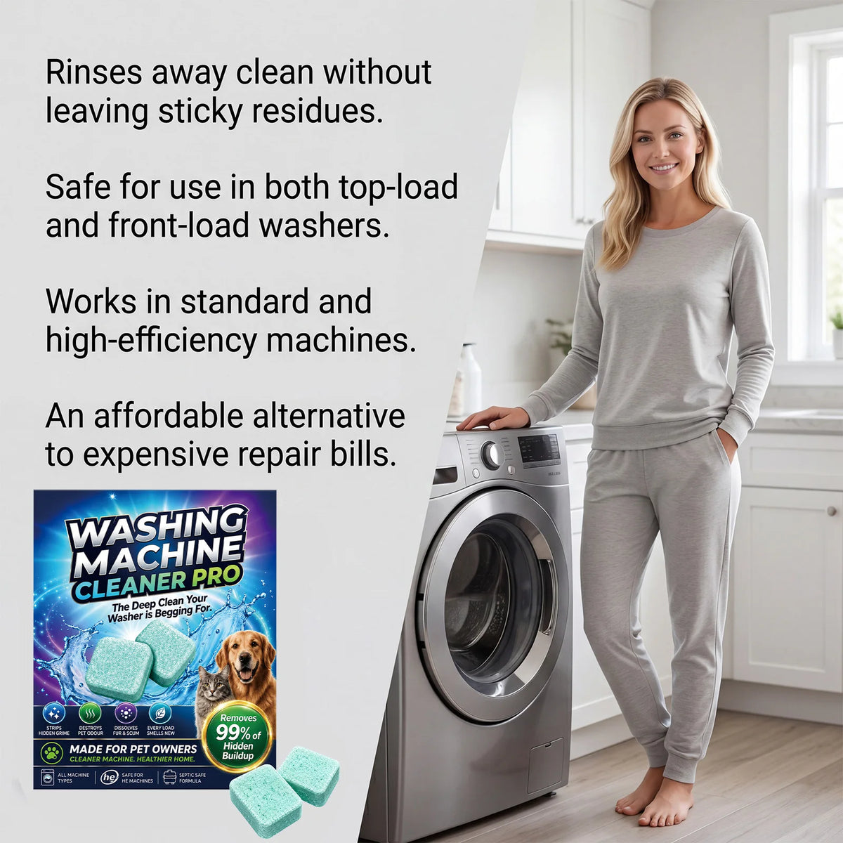 12-Pack Washing Machine Cleaner Tablets – Anti-Mildew Appliance Cleaner Tablets Qst