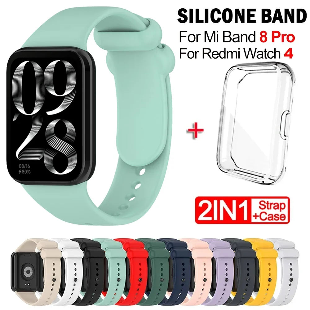 Xiaomi Mi Band 8 Silicone Strap & Protective Case – 31 Colors Smartband Strap & Case Qme