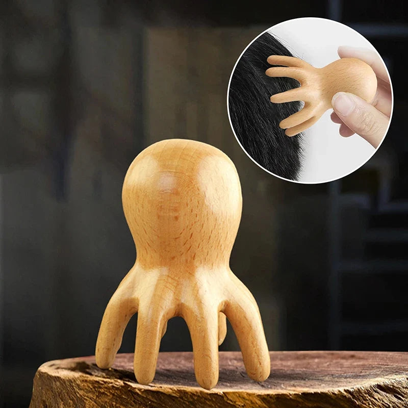 Sandalwood Octopus Scalp Massage Comb | Gua Sha Brush Scalp Massage Comb Qme