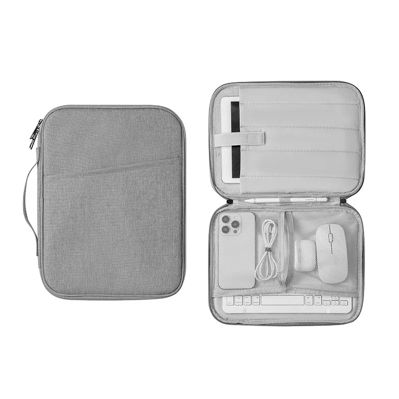 Waterproof iPad Tablet Laptop Bag – Portable Oxford Pouch Tablet Storage Bag Qme Grey 11-inch
