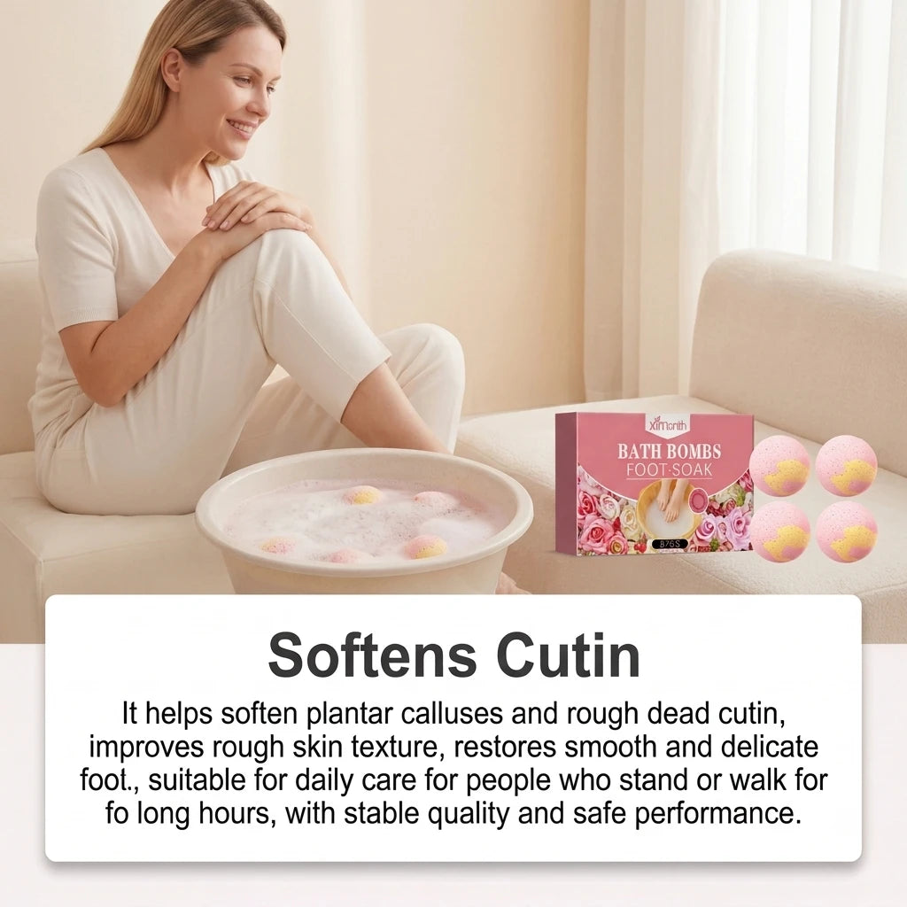 Rose Fizzy Foot Soak Balls – Exfoliating Moisturizing Spa Set 6pc Foot Soak Bath Balls Qst