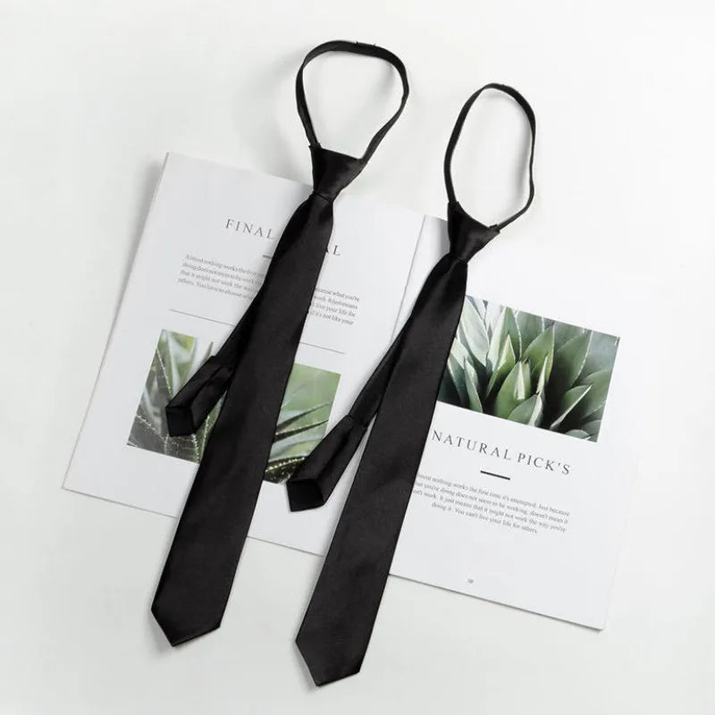Unisex Zipper Slim Necktie – Retro Silky Narrow Tie | 4 Colors Zipper Slim Necktie Qme