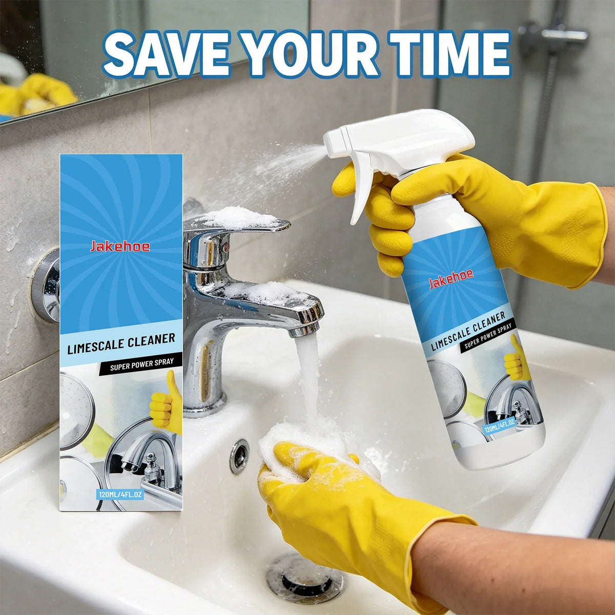 Scale & Hard Water Stain Remover Spray 120ml | No-Scrub Cleaning Spray Qme
