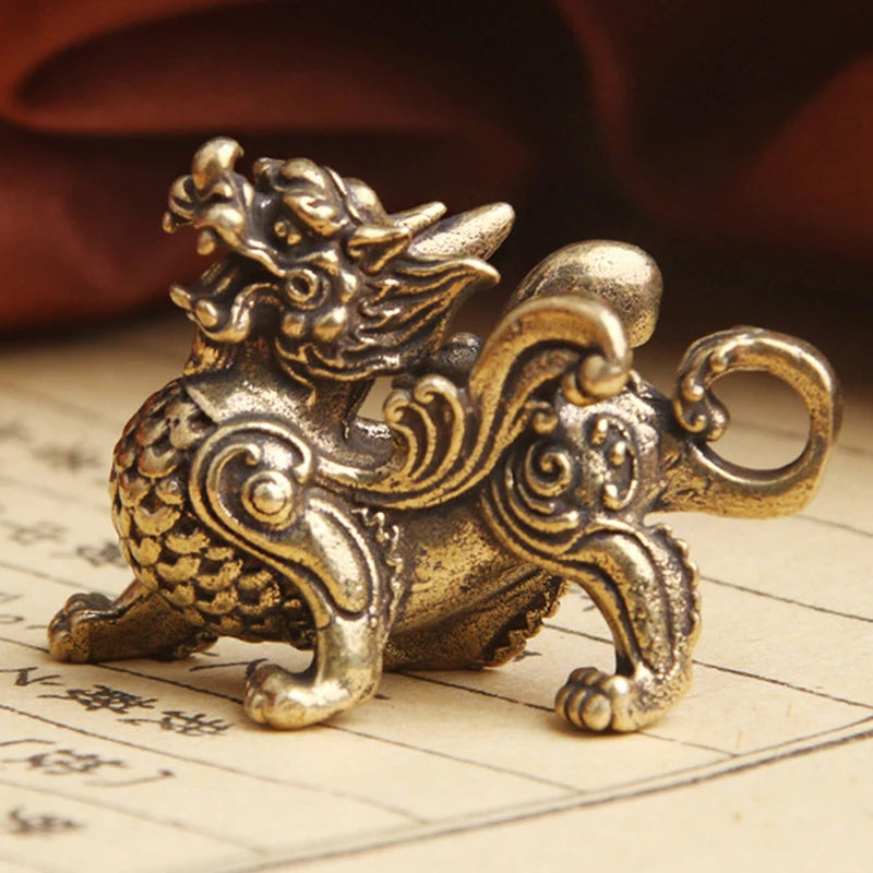 Kirin Kylin Brass Feng Shui Statue – Wealth & Prosperity Decor Feng Shui Figurine Qst