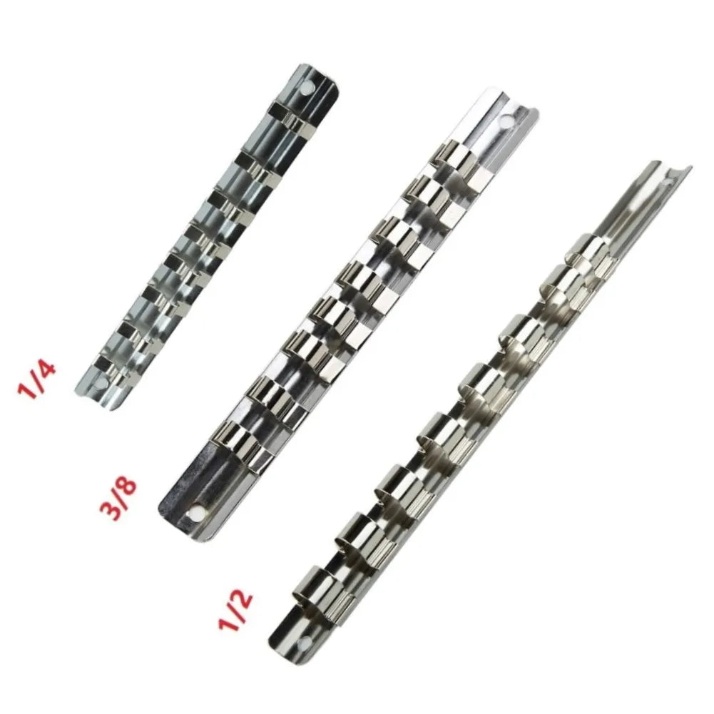 Wall-Mounted Socket Rack Rail Organizer with Clips – Iron Socket Rail Organizer Qme