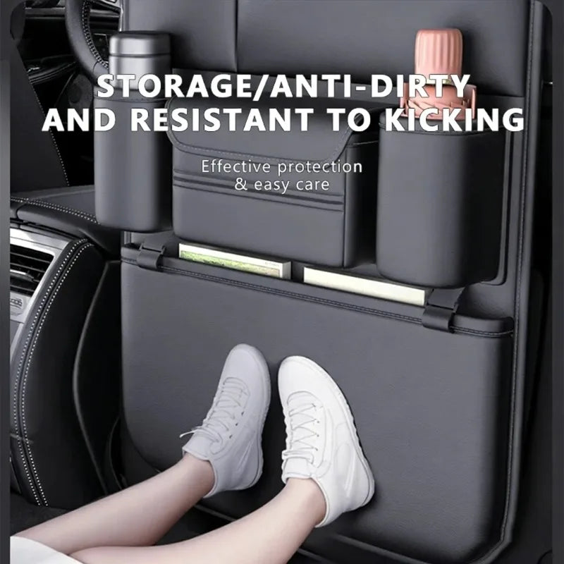 6-Pocket Waterproof Car Backseat Organizer with Cup Holder Car Seat Organizer Qme