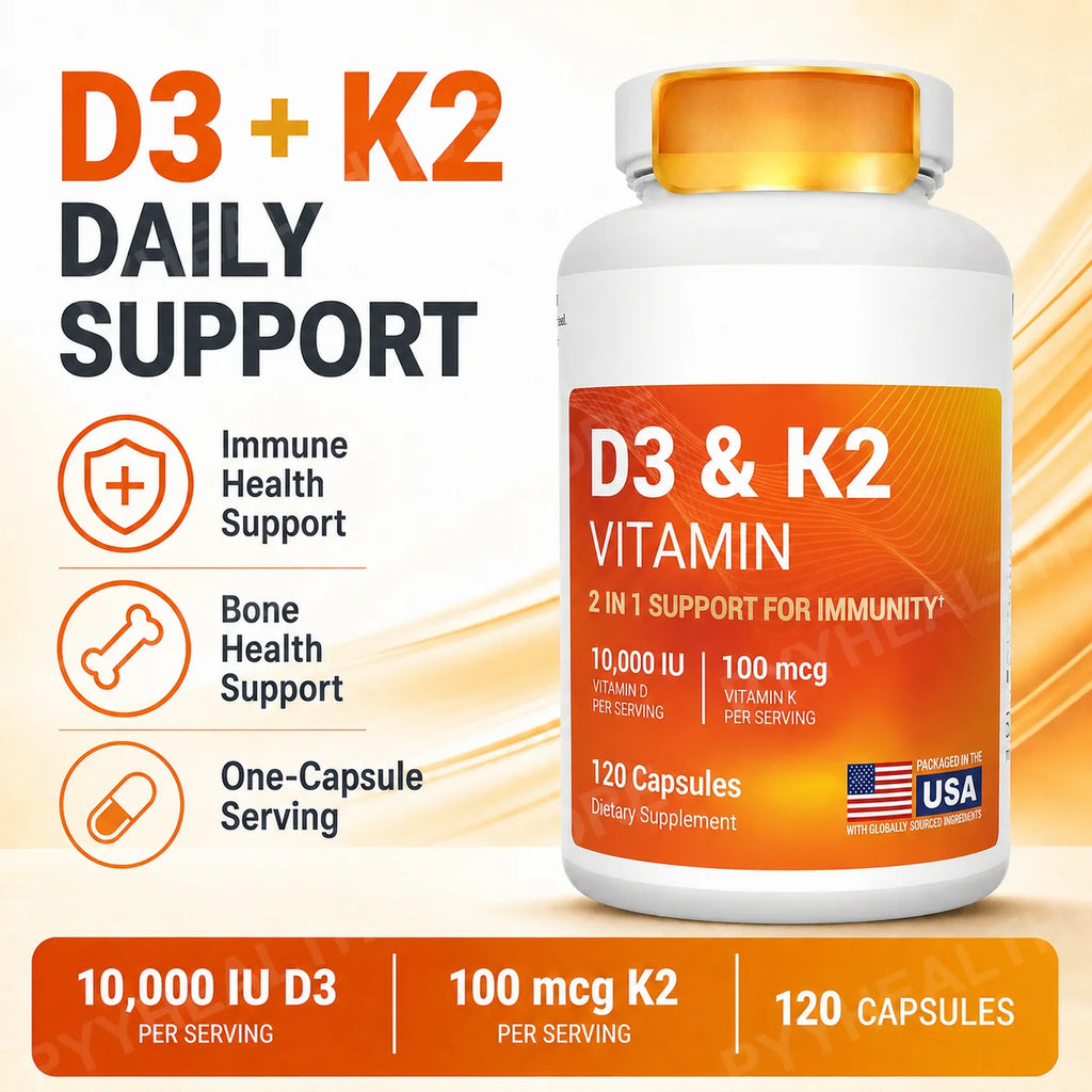 D3 K2 MK-7 Vitamin Capsules with Magnesium Zinc B6 MCT 120ct Vitamin Supplement Qst