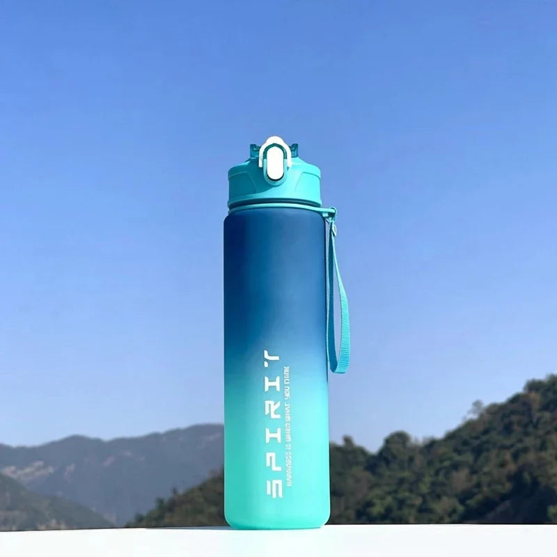 800ml Leak-Proof Sports Water Bottle with Straw & Time Markers Sports Water Bottle Qme Blue 800ml