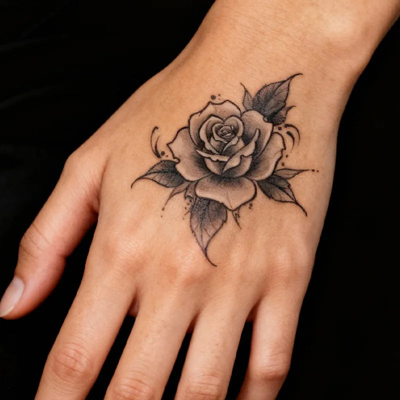 Rose Flower Herbal Temporary Tattoo – Waterproof Long-Lasting Temporary Tattoo Qme
