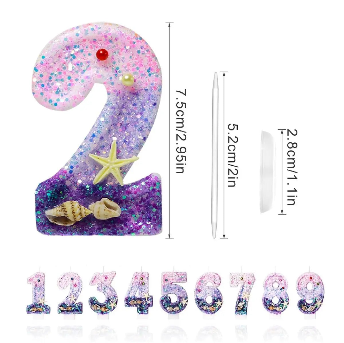 Pink Mermaid Number Birthday Candle – Ocean Beach Cake Topper Birthday Cake Candle Qst
