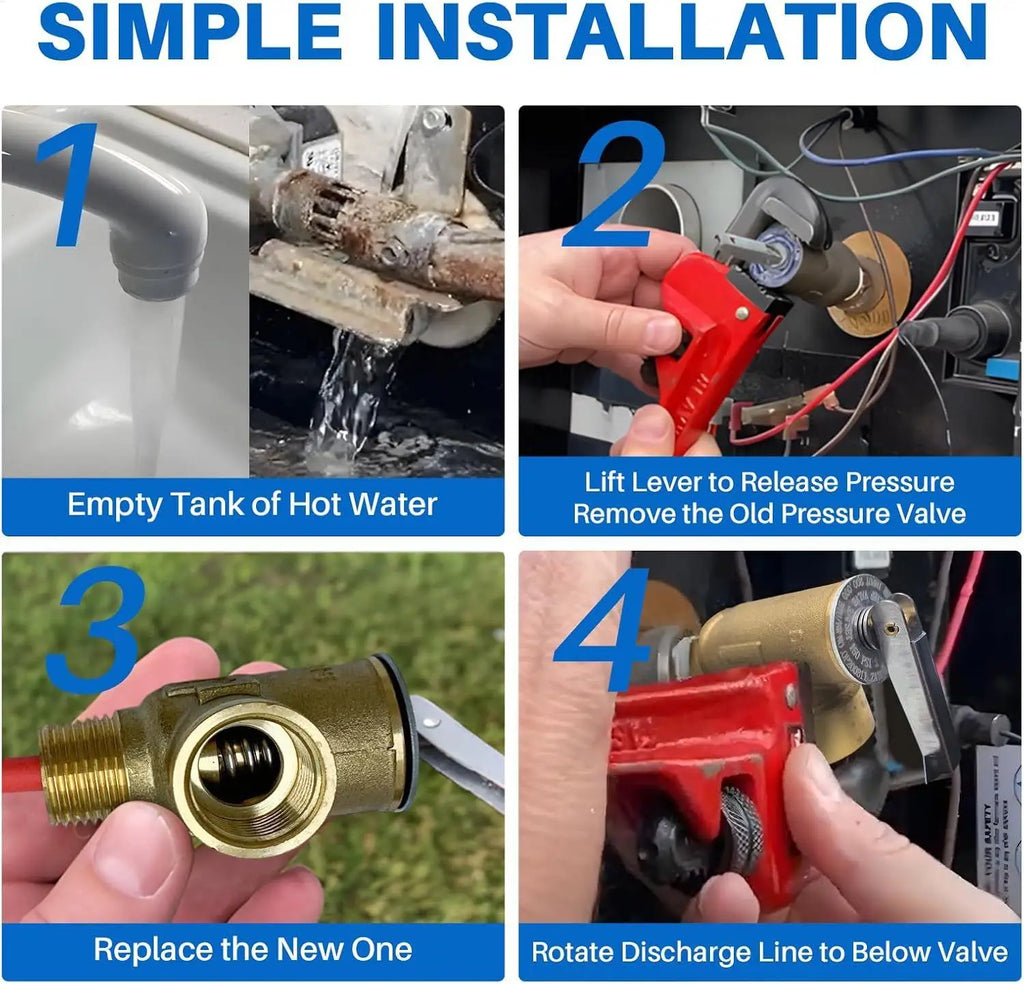 RV Water Heater T&P Relief Valve 210°F 150 PSI – Brass Pressure Relief Valve Qme