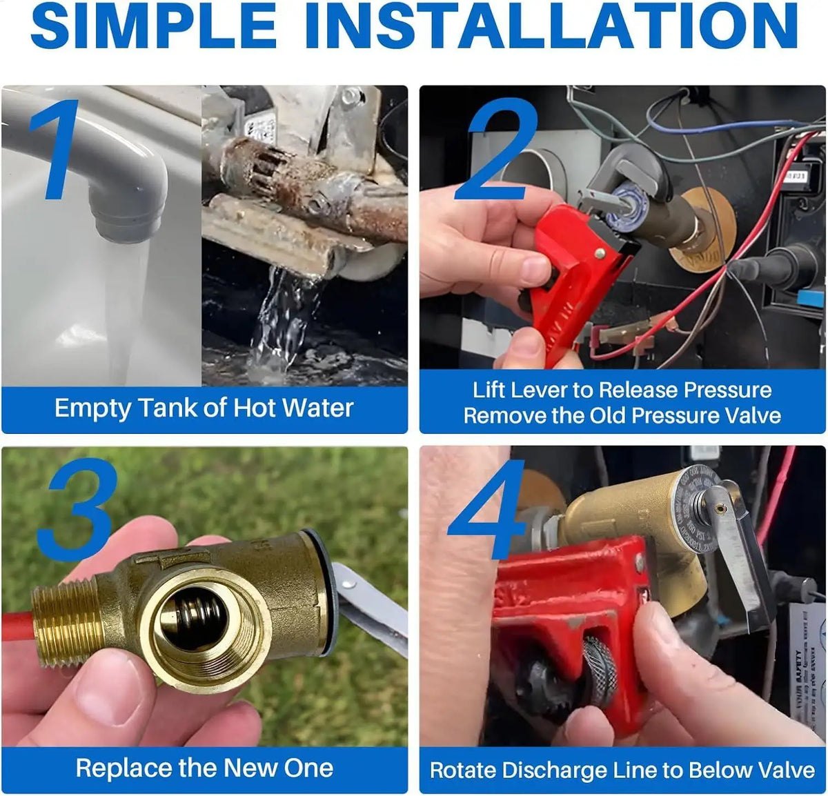 RV Water Heater T&P Relief Valve 210°F 150 PSI – Brass Pressure Relief Valve Qme