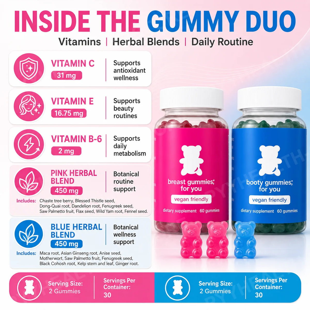 Women's Multivitamin Gummies | Herbal Extracts & Vitamins 60ct Multivitamin Gummies Qst