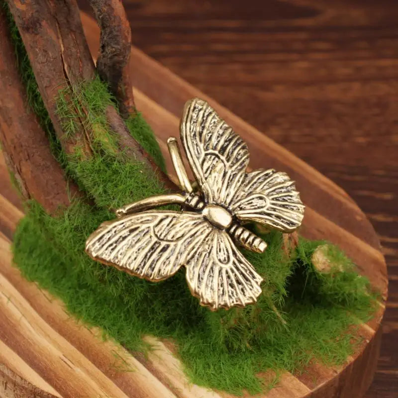 Brass Butterfly Desk Ornament | Resin Insect Statue Décor Decorative Figurine Qme