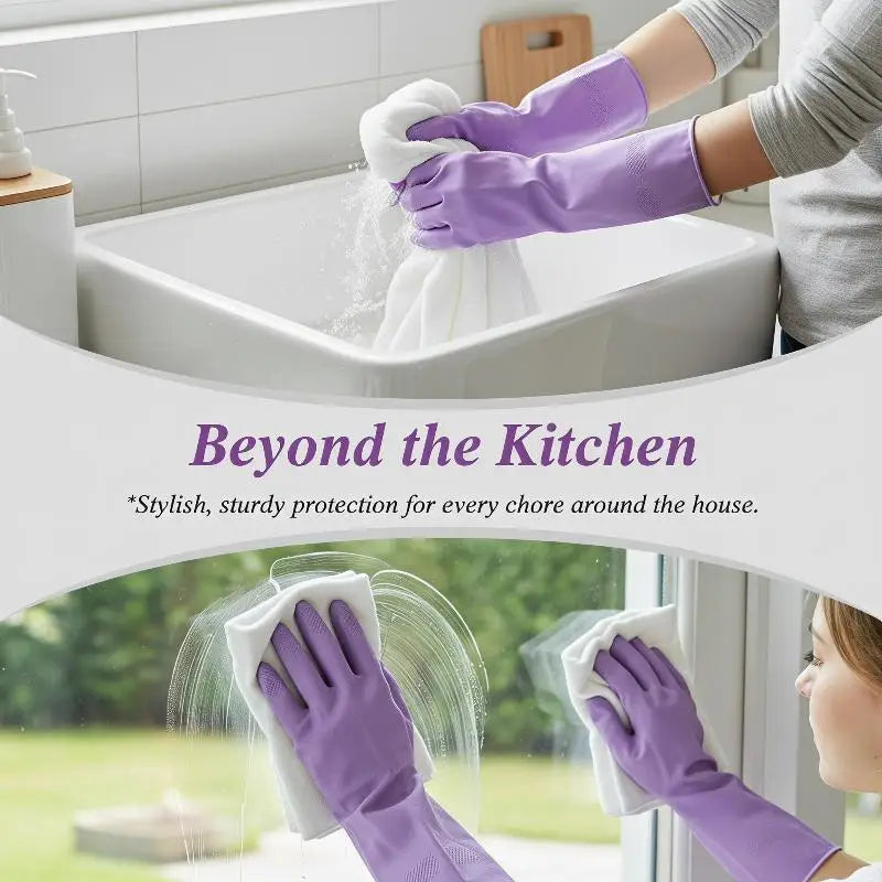 Reusable Latex Dish Gloves – Kitchen, Laundry & Gardening Cleaning Gloves Qst