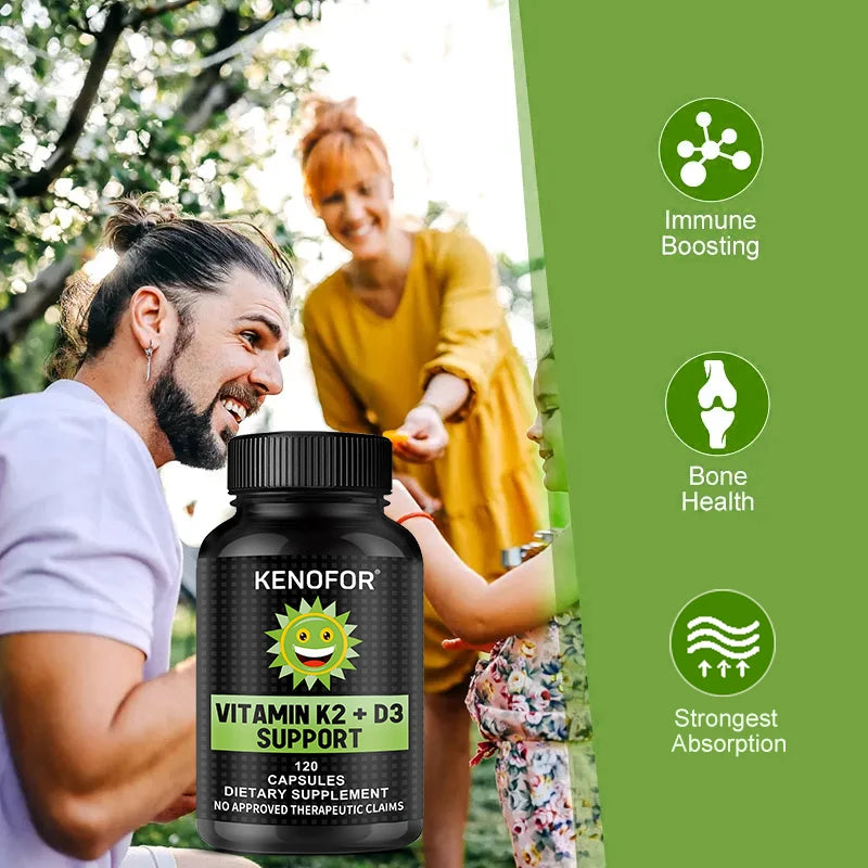 Kenofor Vitamin D3 + K2 MK-7 Vegan Capsules – 60 Count Vitamin Supplement Qst