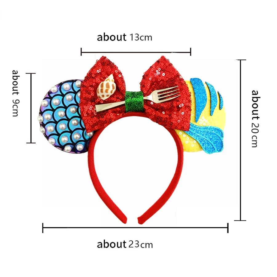 Mermaid Mickey Ear Headband Bow Sequin Cosplay Costume Costume Headband Qme
