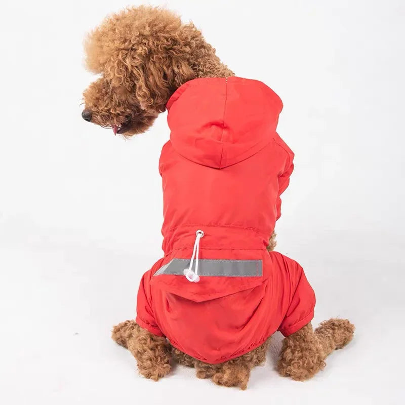Dog Raincoat with Hood & D-Ring – Waterproof Puppy Jacket Dog Rain Jacket Qme