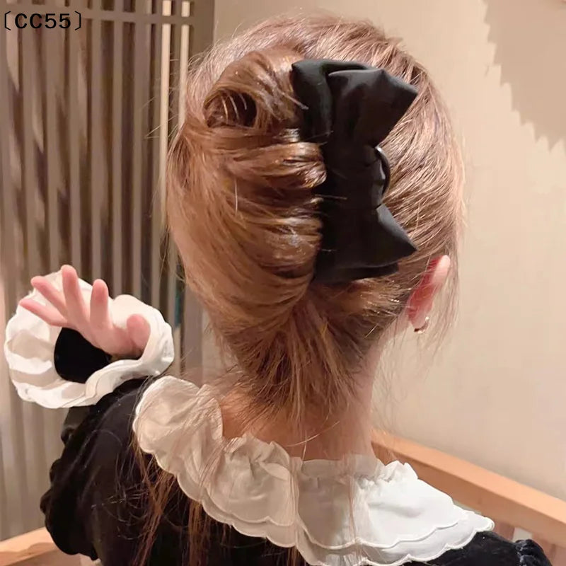 Women's Bow U-Shaped Hair Clip – Elegant Black Boutique Hairpin Hair Clip Qst