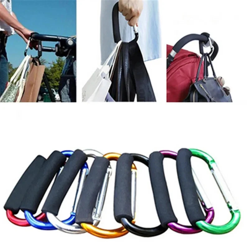 Aluminum Alloy D-Ring Carabiner Hook – Stroller, Bag & Outdoor Carabiner Hook Clip Qme