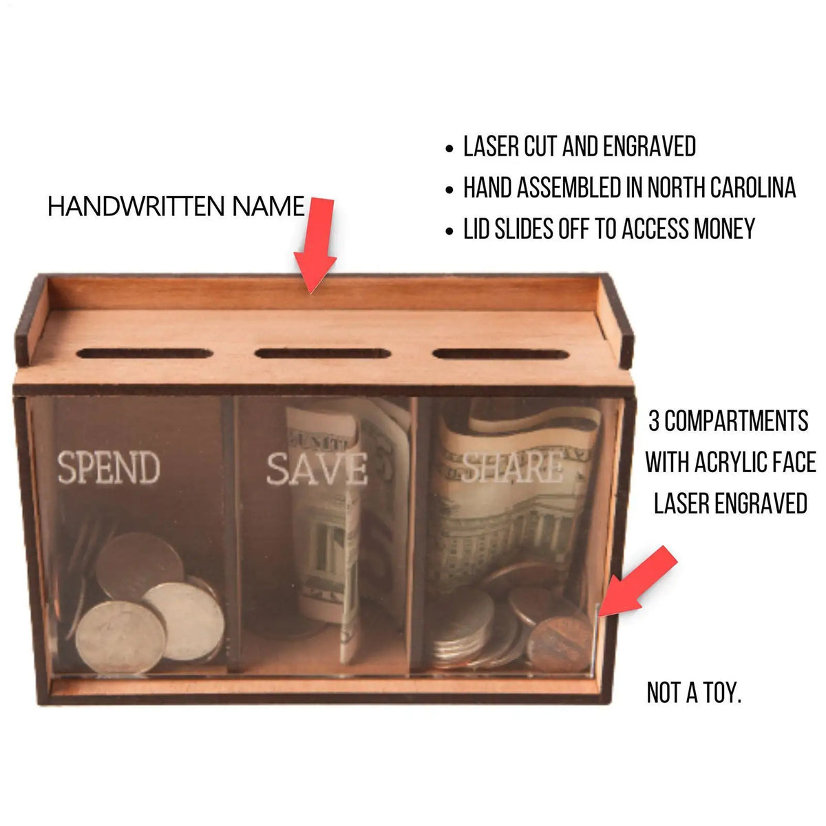 Wooden Coin Bank Removable Compartments & Clear Acrylic Front Wooden Coin Bank Qme