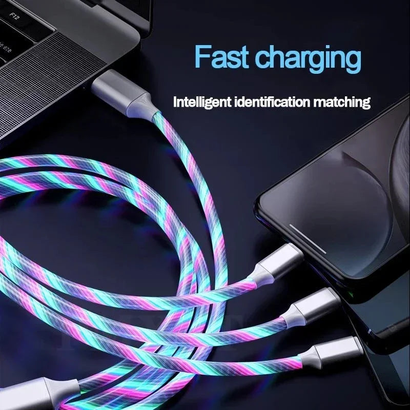 LED Glow Fast Charging Cable USB-C & Micro USB 3A | 4 Colors LED Charging Cable Qme