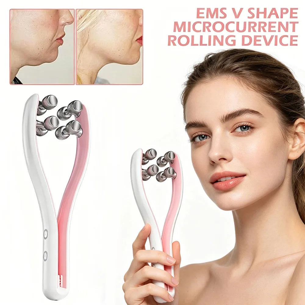 Y-Shape Face Roller Massager – EMS RF Facial Lifting Tool Facial Massager Device Qst