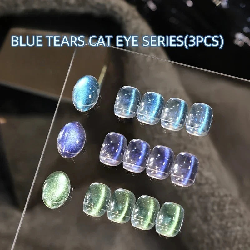 Blue Tears Cat Eye Magnetic Nail Powder – 3 Colors | Qme Magnetic Nail Powder Qme