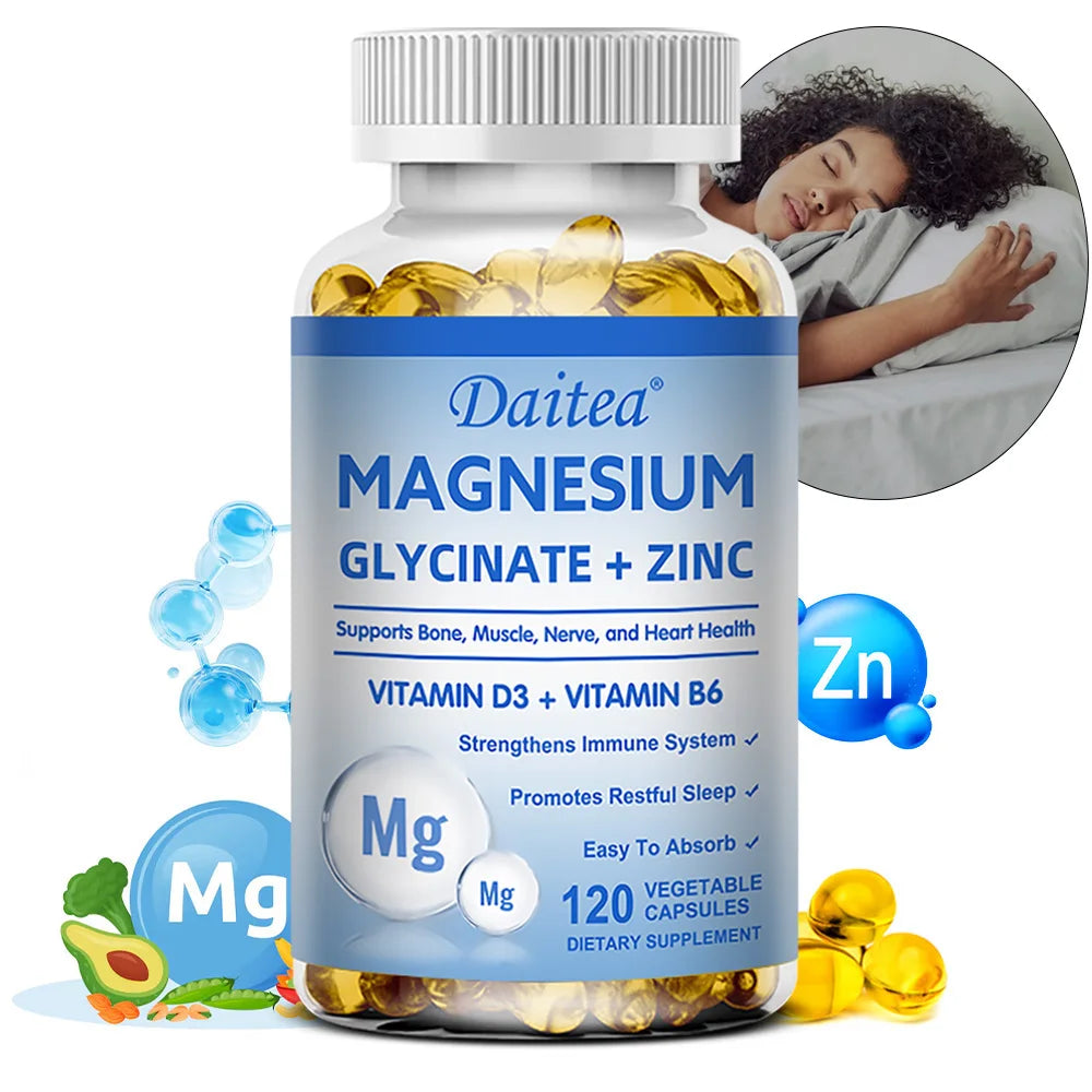 Magnesium Glycinate + Zinc Supplement | Sleep & Bone Support Mineral Supplement Qst